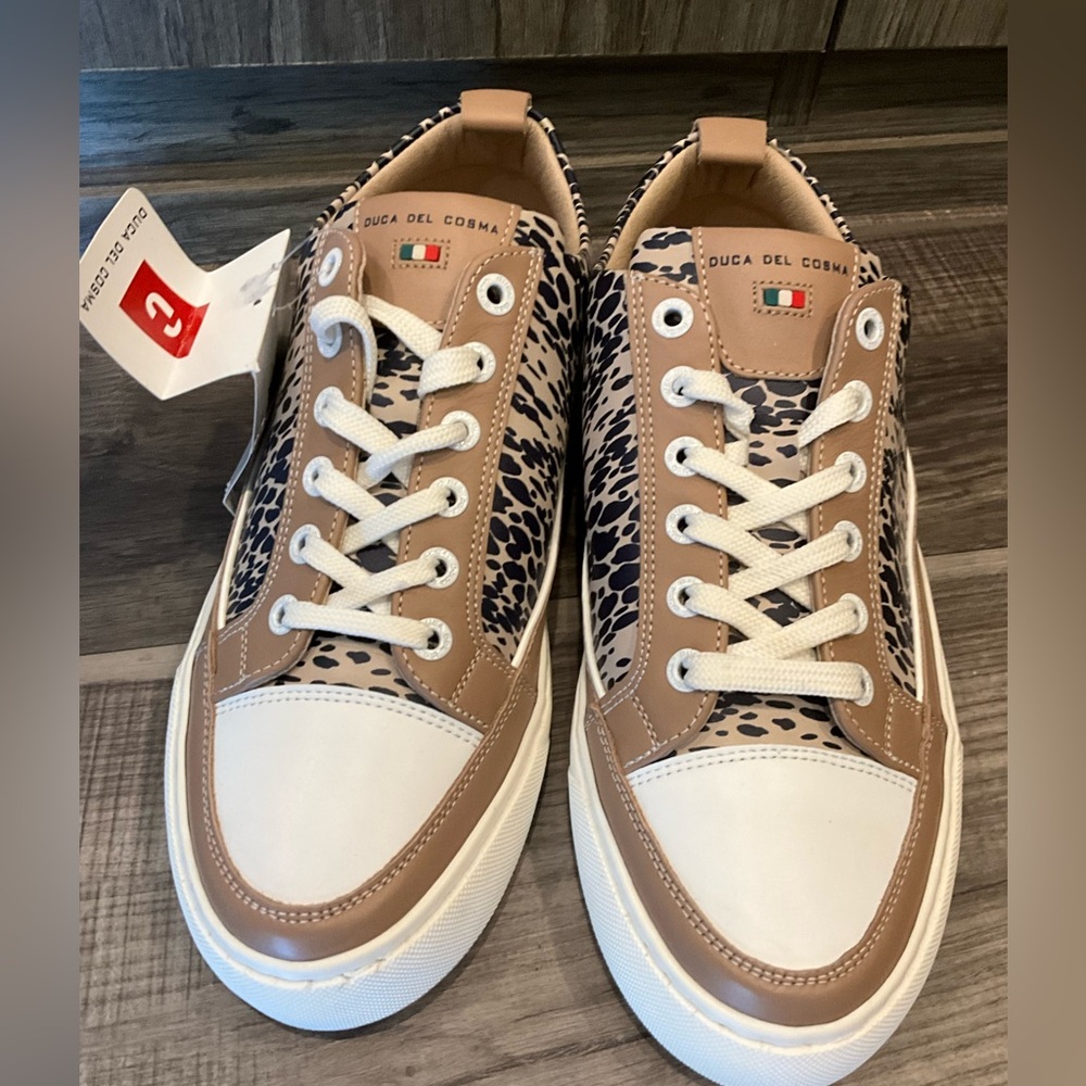 Duca Del Cosma Leopard Tennis shoes NWT